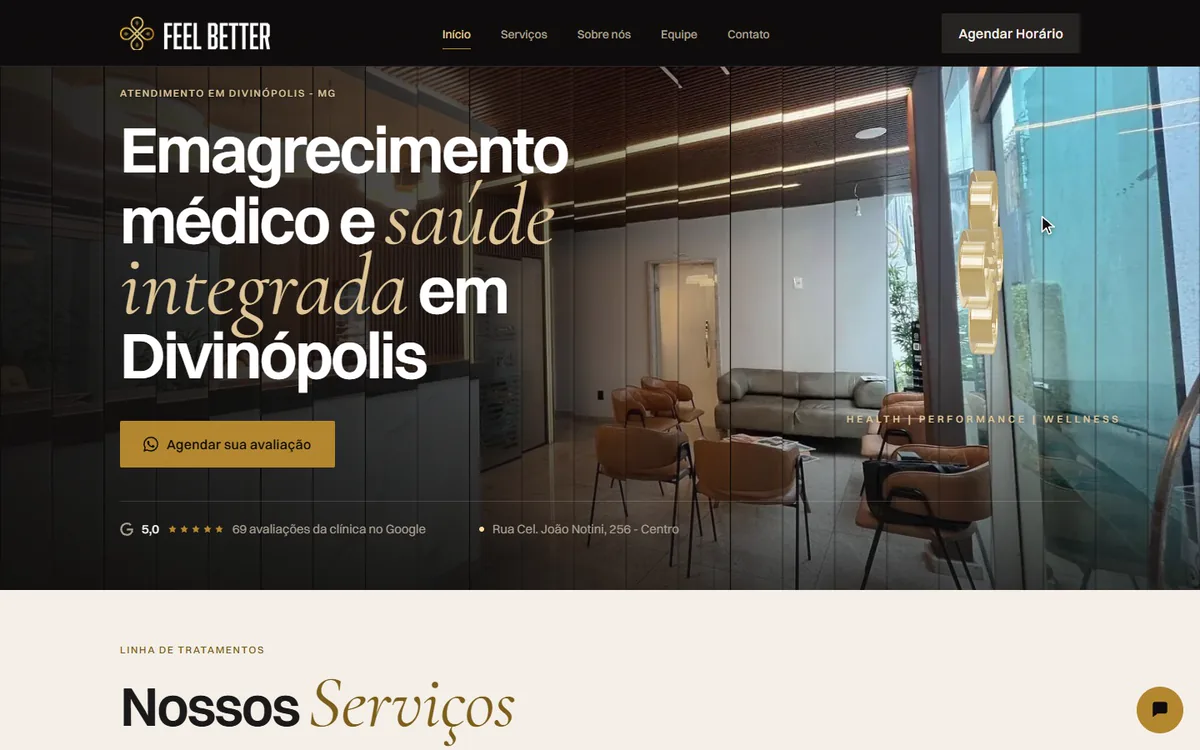 Site institucional da Clínica Feel Better