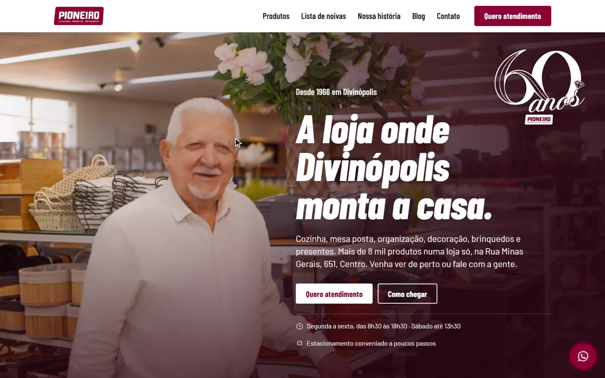 Site de varejo da Pioneiro Utilidades